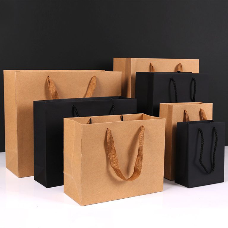 Eco-friendly kraft paper bag, designed for durability and sustainability, perfect for retail and food packaging.